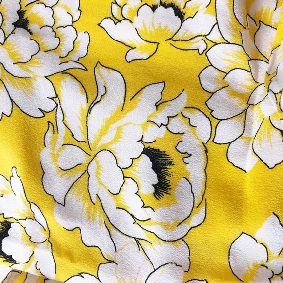 Vintage Genny 100% Silk Yellow Floral Dress Italy - Picture 9 of 11